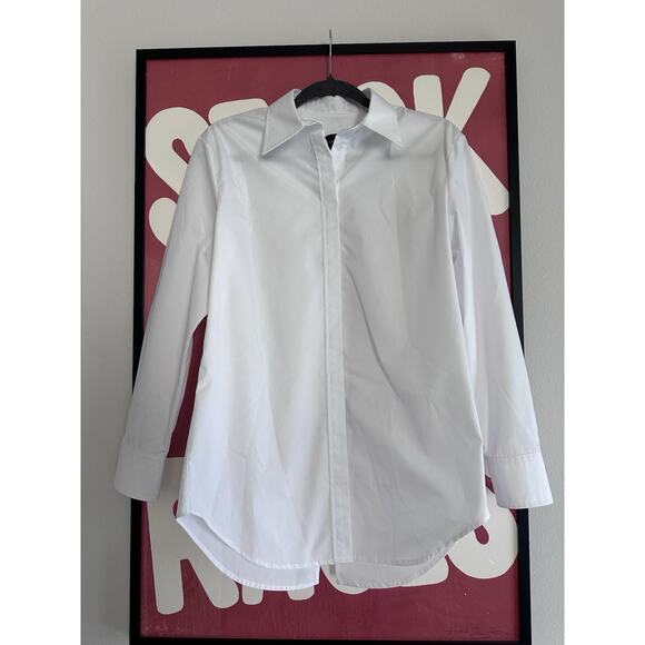 Brandon Maxwell Mira Split back button Down Shirt White Size 6 - Picture 1 of 6